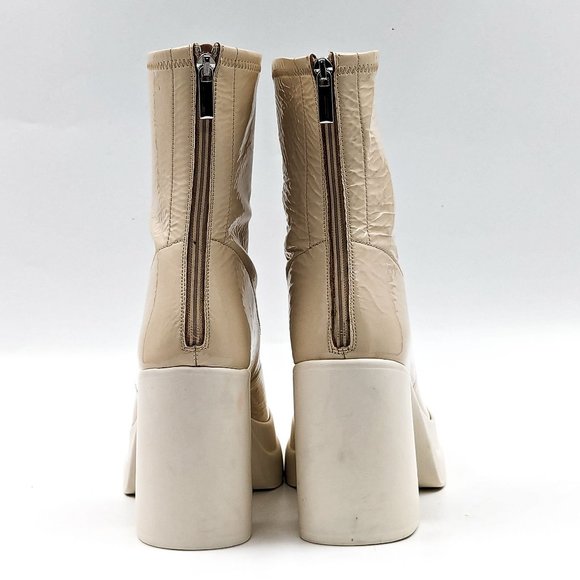 Free People Wmn Double Stack Y2k 90s Platform Cream Leather Boots 7.5US EUR 38 - Picture 9 of 12